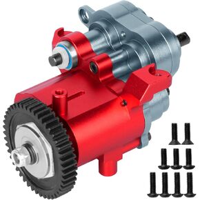 RC Aluminium Gearbox Upgrades Part for 1/10 TRX4 TRX6 RC Crawler,Alloy Transmission Case 2 Speed Transmission Box Gear Box w/Steel Gear Hops up,Titanium & Black