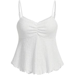 SOLY HUX Women's Peplum Tops Summer Tank Camisole Tops Dressy Casual Ruched Spaghetti Strap Sleeveless Going Out Tops
