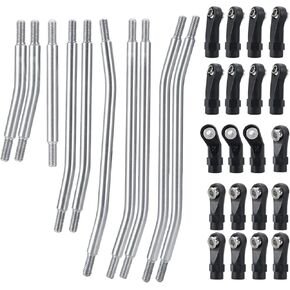 1Set Stainless Steel Link Rod Linkage 324mm Wheelbase for 1/10 Scale Upgrade TRX4 RC Crawler Car(Silver)