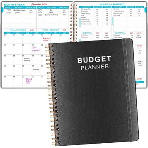 Budget Planner & Monthly Bill Organizer with Pockets. Budget Tracker, Budgeting Journal and Financial Planner Budget Book to Control Your Money, PU Leather Cover, 8" x 9.5",Purple Budget Planners