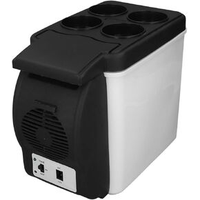 Mini Fridge, 2 in 1 6L 12 Volt Car Refrigerator with Cooler and Warmer, Fast Cooling Multifunctional Portable Freezer for Car, RV, Truck, Boat, Van, Travel, Outdoor Camping