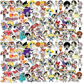 Powerpuff Girls Character 50ct Vinyl Large Deluxe Stickers Variety Pack - Laptop, Water Bottle, Scrapbooking, Tablet, Skateboard, Indoor/Outdoor - Set of 50