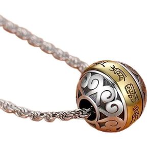 Gixaxak Vintage Silver Six Words Transfer Men's Necklace Amulet Pendant Necklace Vintage Cuban Link Chain for Men Solid Stainless Steel Necklace for Men Hip Hop Jewelry Choker Necklace