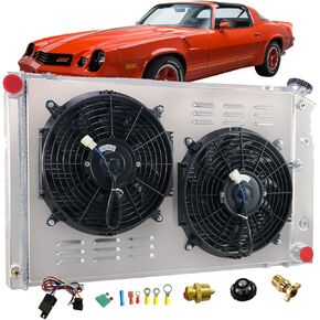 ReadyCool 4 Row Aluminum Radiator Shroud Fan for Chevy Camaro Blazer 1970-1981, Monte Carlo El Camino Impala 1978-1987, Chevy GMC C/K/G Series C10 C20 C25 C3500 Nova Buick Regal