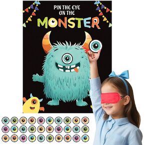 Haunt Couture Reusable Halloween Party Games with Rewards - Pin The Eye on The Monster - 30 Players - Halloween Birthday Party 02