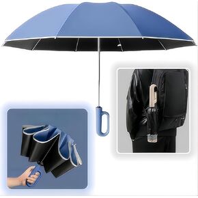 New Ring Buckle Rain or Shine Umbrella,Large Compact Reverse Umbrella for Rain and UV Protection,Sturdy Windproof, Travel Portable, Automatic Umbrella with Reflective Strip for Women Men in Saudi Arabia