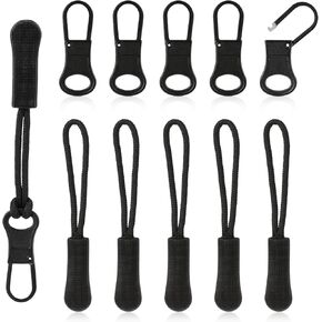 12 Pcs Metal Zipper Handle Detachable Zipper Pull Tabs Zipper Tab Tags Cord Extension Fixer Zipper Pull Replacement Zipper Pull Repair Kit for Clothing Luggage Purses Backpacks Handbags