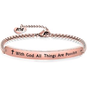 MYOSPARK Religious Jewelry Matthew 19:26 "With God All Things Are Possible Cuff Bracelet