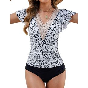 Edelqual Women's Tankini Swimsuits Two Piece Bathing Suit Tummy Control Swim Suit 2024 Full Coverage Sports Swimwear