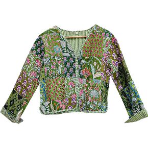 Handmade Women's Kantha Jacket, Unisex Patchwork Indian Cotton Jacket, Hand Quilted Reversible Kantha Jacket