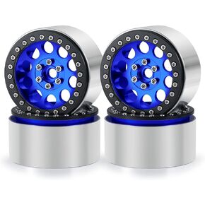 RCLIONS 4 قطع عجلات Beadlock 2.2 بوصة 35 مم RC 2.2 إطارات ألومنيوم لسيارة شاحنة زاحفة محورية RR10 90048/90018 TRX4 1/10th RC (فضي)