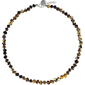 Genuine Amber Necklace for Women - Hand-Assembled Raw Baltic Sea Amber Beads - With Sterling Silver Clasp