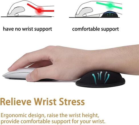 Wrist Rest for Mouse, Ergonomic Soft Silicone Wrist Cushion Support Pad, Mouse Wrist Pad with Non-Slip Base for Typing Pain Relief, Office, Home, Gaming, Computer, Black in Saudi Arabia