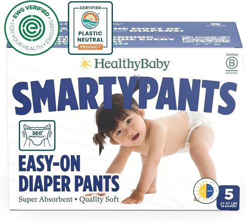 SmartyPants Pull Up Style Diapers | EWG Verified Safe & Plant-Based | Quilted 360 Waistband, Super Absorbent for Overnight Leak Protection | Training Pants by HealthyBaby | Size 3 (54 Count) in Saudi Arabia