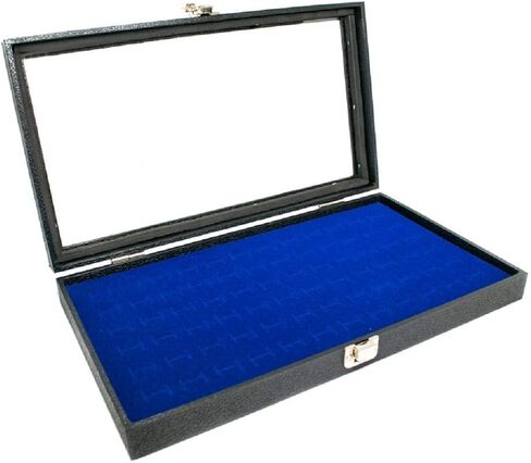 Novel Box Half-Size Glass Top Black Jewelry Display Case + Black 36 Slot Ring/Cufflink Display Insert + Custom NB Pouch in Saudi Arabia