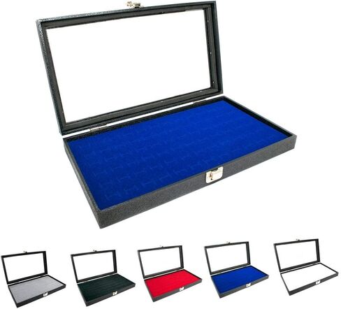 Novel Box Half-Size Glass Top Black Jewelry Display Case + Black 36 Slot Ring/Cufflink Display Insert + Custom NB Pouch in Saudi Arabia