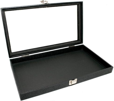 Novel Box Half-Size Glass Top Black Jewelry Display Case + Black 36 Slot Ring/Cufflink Display Insert + Custom NB Pouch in Saudi Arabia