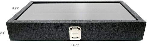 Novel Box Half-Size Glass Top Black Jewelry Display Case + Black 36 Slot Ring/Cufflink Display Insert + Custom NB Pouch in Saudi Arabia
