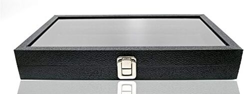 Novel Box Half-Size Glass Top Black Jewelry Display Case + Black 36 Slot Ring/Cufflink Display Insert + Custom NB Pouch in Saudi Arabia