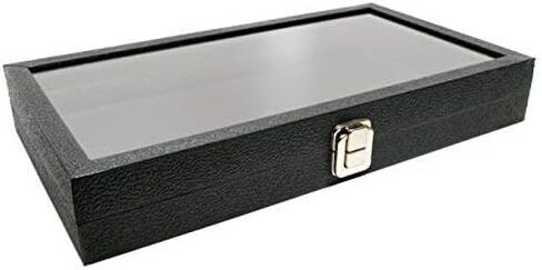 Novel Box Half-Size Glass Top Black Jewelry Display Case + Black 36 Slot Ring/Cufflink Display Insert + Custom NB Pouch in Saudi Arabia