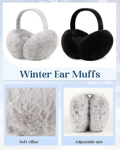 4 Pack Winter Ear Muffs and Faux Fur Flip Mittens Set Womens Outdoor Ear Warmers Ear Covers Convertible Fingerless Gloves in Saudi Arabia