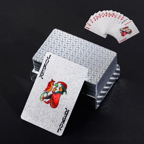 4 Decks Waterproof Playing Cards Plastic Poker Cards, Foil Poker Cards Novelty Poker Cards Waterproof Deck of Cards Tricks Tool Playing Card for Men Adults Family Game Party Birthday Party in Saudi Arabia