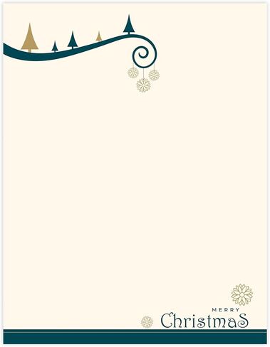 easykart labels Christmas Stationery Paper Letterhead Sheets 60 Pack Holiday Xmas Theme Design For Writing Letters Computer Office Notes & Printing Supplies Size 8.5" X 11" in Kuwait