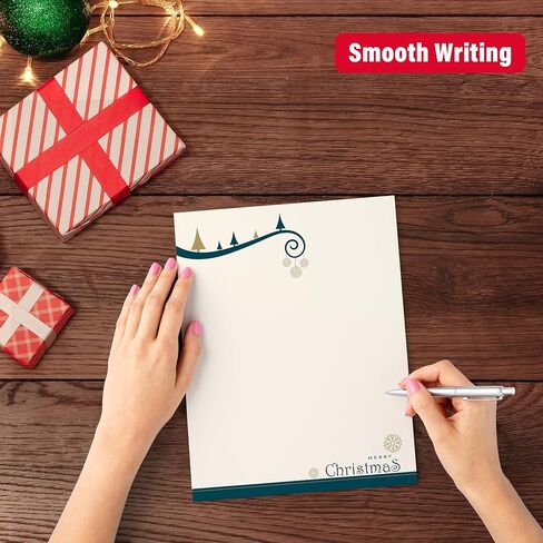 easykart labels Christmas Stationery Paper Letterhead Sheets 60 Pack Holiday Xmas Theme Design For Writing Letters Computer Office Notes & Printing Supplies Size 8.5" X 11" in Kuwait