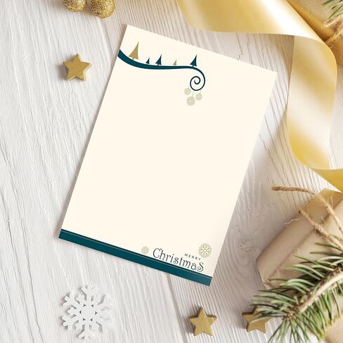 easykart labels Christmas Stationery Paper Letterhead Sheets 60 Pack Holiday Xmas Theme Design For Writing Letters Computer Office Notes & Printing Supplies Size 8.5" X 11" in Kuwait