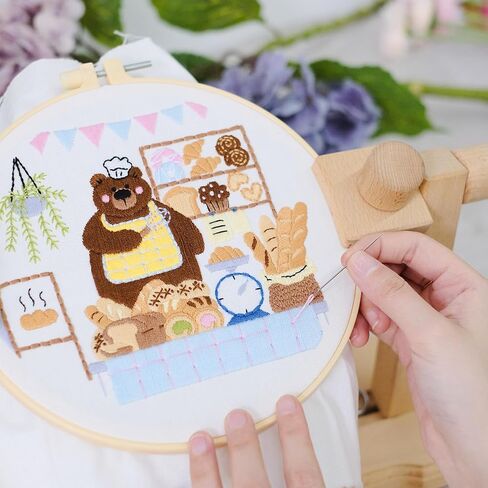 HAND U JOURNEY 3Pcs 7.8 Inches Original Design - Cartoon Rabbit, Crocodile, Bear Embroidery Starter Kit with 28 Stitch Technique Instruction Booklet - Perfect for Beginners in Saudi Arabia