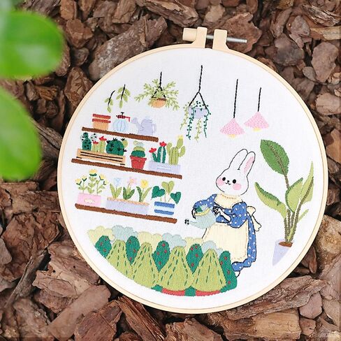 HAND U JOURNEY 3Pcs 7.8 Inches Original Design - Cartoon Rabbit, Crocodile, Bear Embroidery Starter Kit with 28 Stitch Technique Instruction Booklet - Perfect for Beginners in Saudi Arabia
