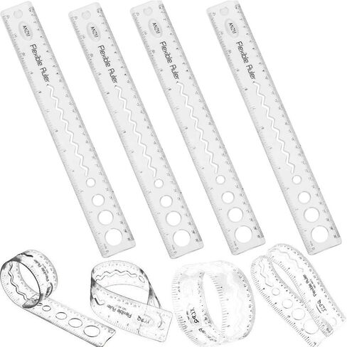 30CM/12inch Unbreakable Clear Rulers Dual Scale Bendable Flexible Rubber Rulers Transparent Shatterproof Straight Plastic Ruler,12 In Flexi Folding Rulers School,Classroom,or Office Kids/Adults(4PCS) in Saudi Arabia