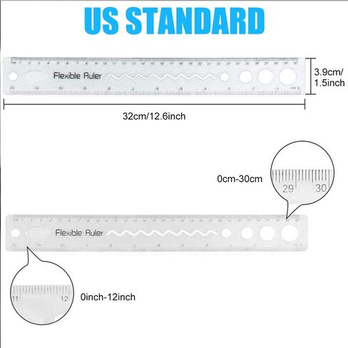 30CM/12inch Unbreakable Clear Rulers Dual Scale Bendable Flexible Rubber Rulers Transparent Shatterproof Straight Plastic Ruler,12 In Flexi Folding Rulers School,Classroom,or Office Kids/Adults(4PCS) in Saudi Arabia