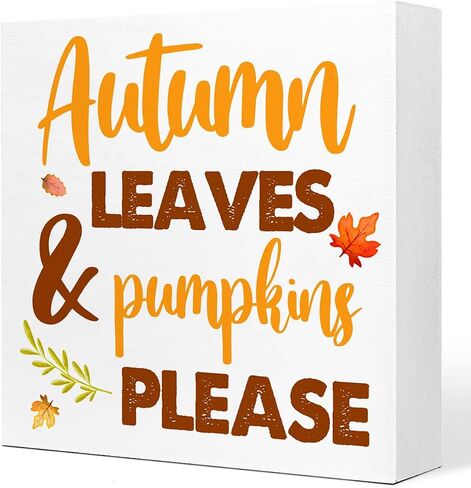 Fall Table Decor,Fresh Apple Autumn Harvest Seasonal Thanksgiving Wood Block Sign Desk Decor,Rustic Fall Wooden Box Sign Decor for Farmhouse Home Kitchen Shelf Table Decoration Q697 in Saudi Arabia