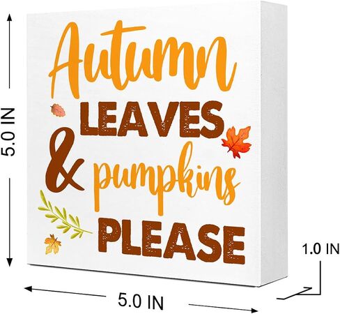 Fall Table Decor,Fresh Apple Autumn Harvest Seasonal Thanksgiving Wood Block Sign Desk Decor,Rustic Fall Wooden Box Sign Decor for Farmhouse Home Kitchen Shelf Table Decoration Q697 in Saudi Arabia