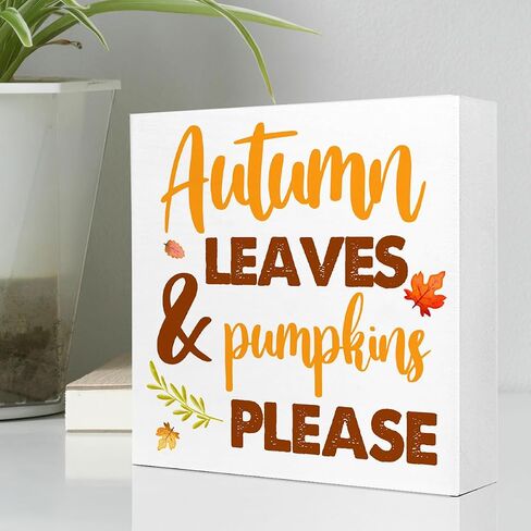 Fall Table Decor,Fresh Apple Autumn Harvest Seasonal Thanksgiving Wood Block Sign Desk Decor,Rustic Fall Wooden Box Sign Decor for Farmhouse Home Kitchen Shelf Table Decoration Q697 in Saudi Arabia
