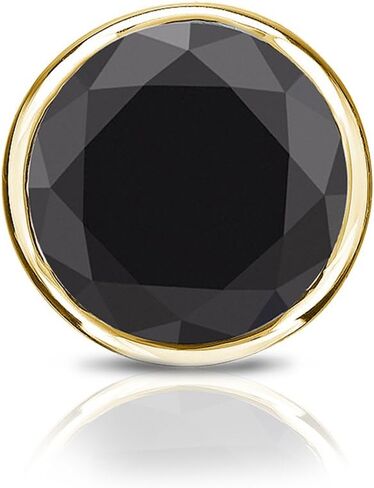 Diamond Wish 14k Yellow Gold Round Black Diamond SINGLE STUD Earring (1/4-2ct TW) Bezel Set, Screw-Back in Saudi Arabia