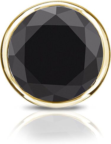 Diamond Wish 14k Yellow Gold Round Black Diamond SINGLE STUD Earring (1/4-2ct TW) Bezel Set, Screw-Back in Saudi Arabia