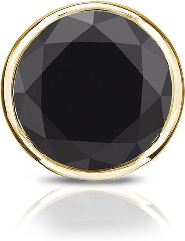 Diamond Wish 14k Yellow Gold Round Black Diamond SINGLE STUD Earring (1/4-2ct TW) Bezel Set, Screw-Back in Saudi Arabia