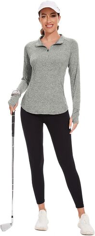 Viracy Womens Long Sleeve Workout Tops Quick Dry Half Zip Moisture Wicking Running Athletic T-Shirts with Pockets in Saudi Arabia