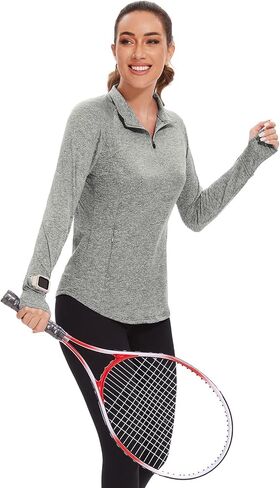 Viracy Womens Long Sleeve Workout Tops Quick Dry Half Zip Moisture Wicking Running Athletic T-Shirts with Pockets in Saudi Arabia