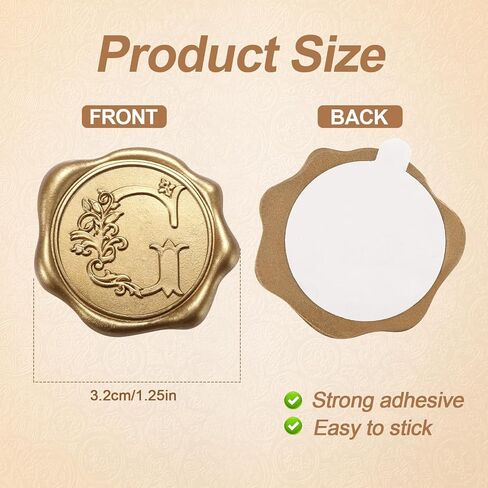 50pcs Wax Seal Stickers, Self-Adhesive Letter Wax Stickers Gold Alphabet Wax Stickers Invitation Envelope Seal Stickers for Wedding Christmas Party (B) in Saudi Arabia