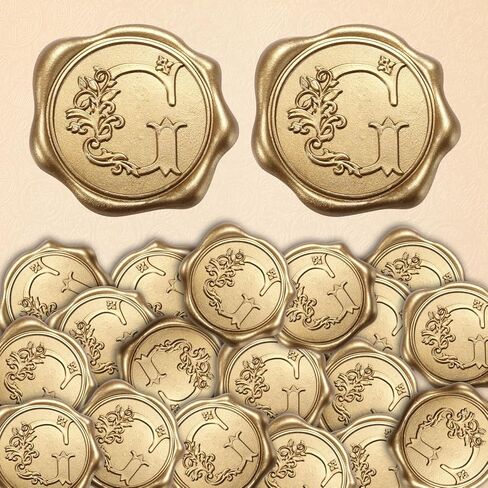 50pcs Wax Seal Stickers, Self-Adhesive Letter Wax Stickers Gold Alphabet Wax Stickers Invitation Envelope Seal Stickers for Wedding Christmas Party (B) in Saudi Arabia
