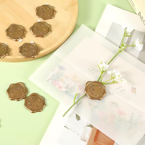 50pcs Wax Seal Stickers, Self-Adhesive Letter Wax Stickers Gold Alphabet Wax Stickers Invitation Envelope Seal Stickers for Wedding Christmas Party (B) in Saudi Arabia