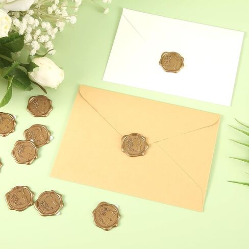 50pcs Wax Seal Stickers, Self-Adhesive Letter Wax Stickers Gold Alphabet Wax Stickers Invitation Envelope Seal Stickers for Wedding Christmas Party (B) in Saudi Arabia