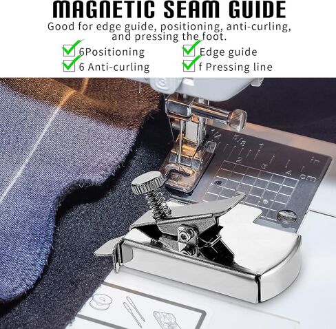 Magnetic Seam Guide for Sewing Machine, Upgraded Seam Guide, Universal Seam Guide with Clip, Sewing Supplies Accessories Sewing Machine Positioner, Easy to Keep The Stitching Thread Straight in Saudi Arabia