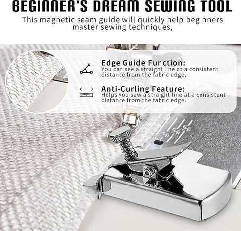 Magnetic Seam Guide for Sewing Machine, Upgraded Seam Guide, Universal Seam Guide with Clip, Sewing Supplies Accessories Sewing Machine Positioner, Easy to Keep The Stitching Thread Straight in Saudi Arabia