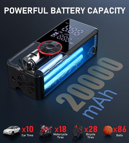 Tire Inflator Portable Air Compressor, Electric Air Pump for Car Tires with Pressure Gauge, 3X Faster Portable Tire Inflator for Car with Deflation Mode, 150PSI Bike Tire Pump for Car, Motor Bike Ball in Saudi Arabia