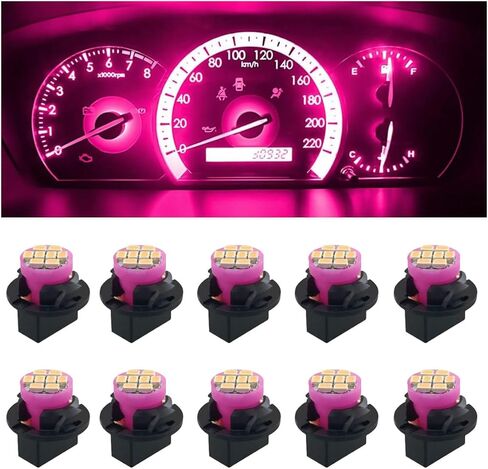 10PCS T10 194 168 Car Dash Instrument LED Light Bulbs with Twist Lock Socket, Bright Panel Gauge Cluster Dashboard Light Bulbs, Car Interior Replacement Bulbs for Map Dome Lights (Pink&Purple) in Kuwait