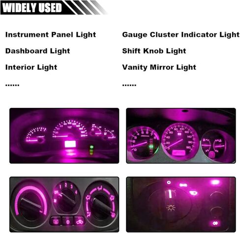 10PCS T10 194 168 Car Dash Instrument LED Light Bulbs with Twist Lock Socket, Bright Panel Gauge Cluster Dashboard Light Bulbs, Car Interior Replacement Bulbs for Map Dome Lights (Pink&Purple) in Kuwait